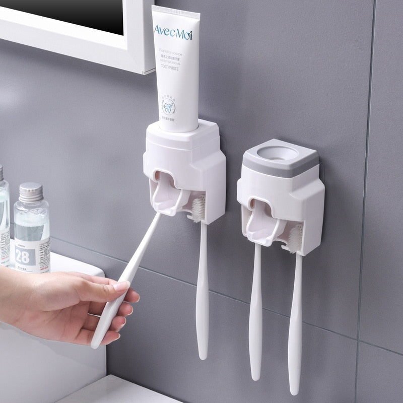 Toothbrush Holder Set & Toothpaste Dispensed